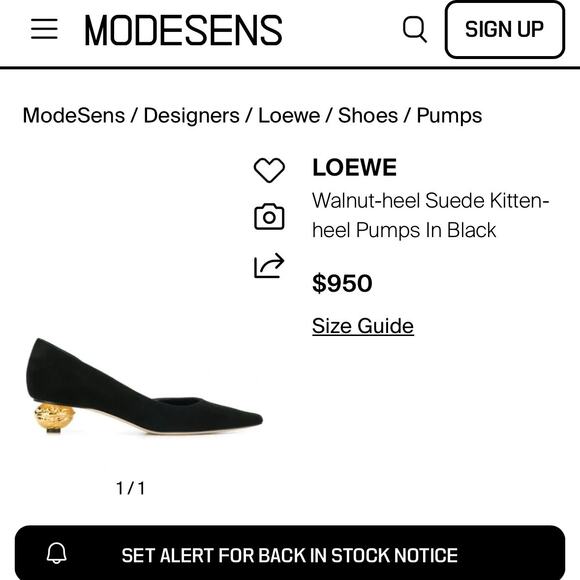 Authentic Loewe Walnut-heel Suede Kitten-heel Black Pumps - Picture 5 of 5